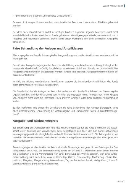 World Market Fund - Hauck & AufhÃ¤user Privatbankiers KGaA