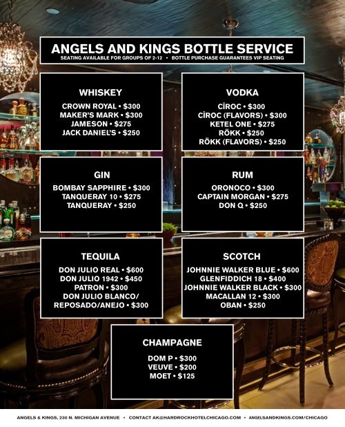 Angels And Kings Party Packages Hard Rock Hotel Chicago