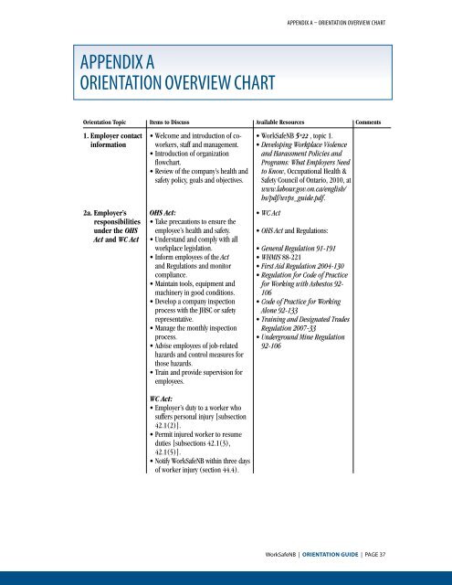 HEALTH & SAFETY ORIENTATION GUIDE for ... - WorkSafeNB