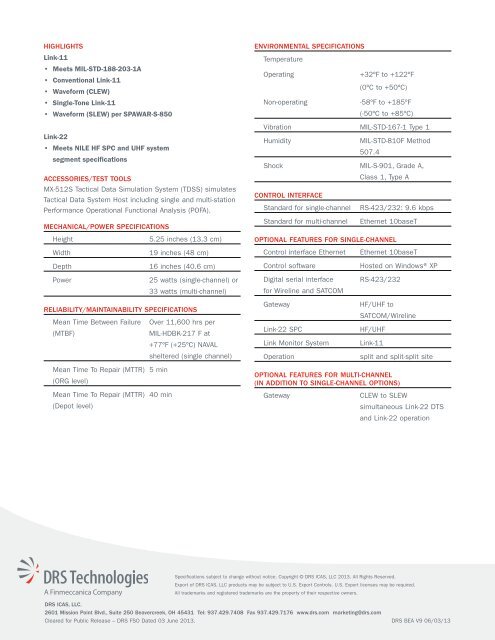 mx-512pv-c link-11/tadil-a data terminal set/link-22 spc - DRS ...