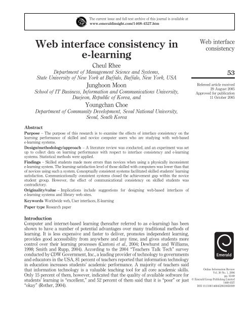 Web interface consistency in e-learning - i-Learn Portal â UiTM e ...