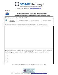 HOV: Hierarchy of Values Worksheet - SMART Recovery