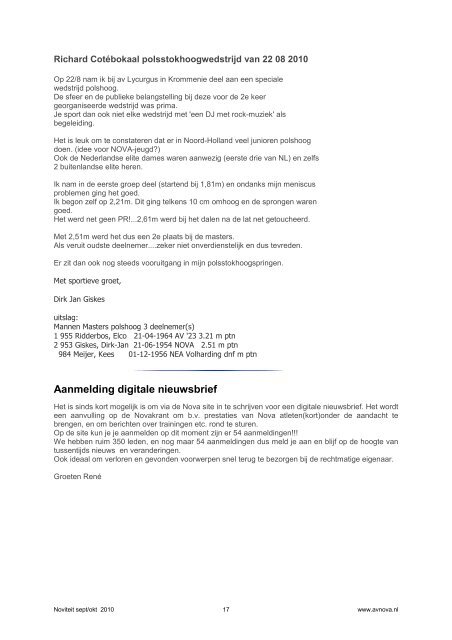 In deze Noviteit van september/oktober 2010 Verslag en ... - AV Nova