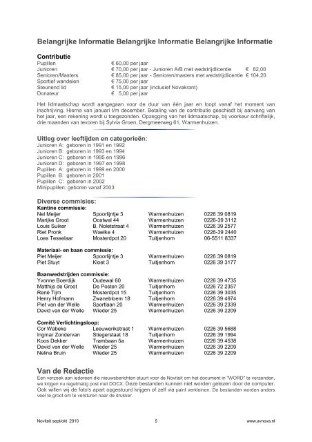 In deze Noviteit van september/oktober 2010 Verslag en ... - AV Nova