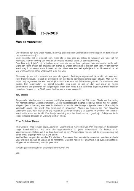 In deze Noviteit van september/oktober 2010 Verslag en ... - AV Nova