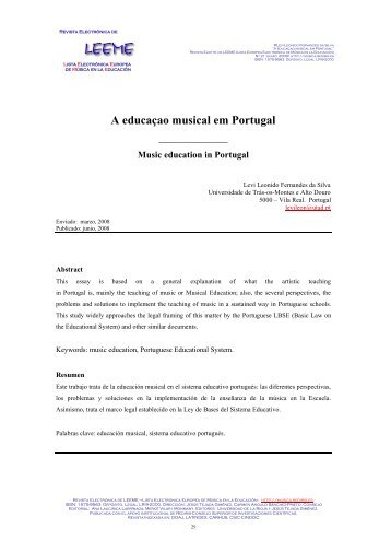 A educaçao musical em Portugal - Red Tematica de Musica - RedIRIS