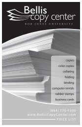 PriCe List - Bob Jones University