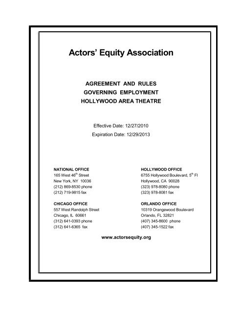 Hollywood Area Theatre (HAT) Rulebook 10-13 - Actors