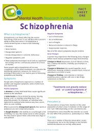 Fact Sheet: Schizophrenia - Mental Health Research Institute