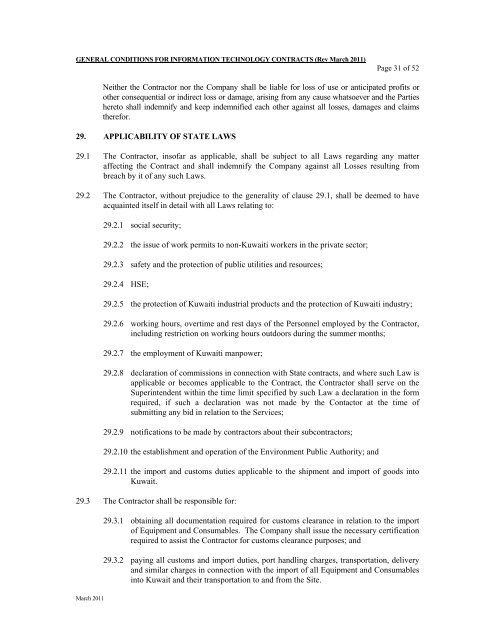 General Conditions for Information Technology Contracts