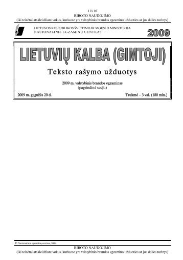 Teksto raÅ¡ymo uÅ¾duotys - Nacionalinis egzaminÅ³ centras