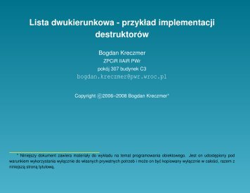 Lista dwukierunkowa - przykÅad implementacji destruktorÃ³w