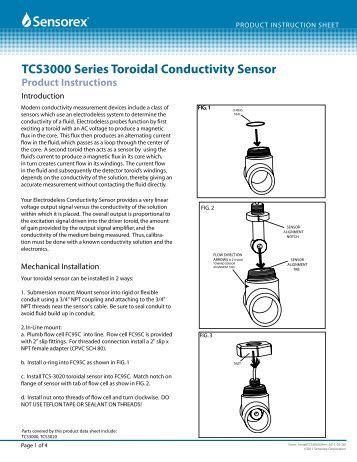 TCS3000 Series Toroidal Conductivity Sensor Product ... - Sensorex