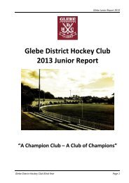 GDHC Junior Report 2013 - Glebe District Hockey Club