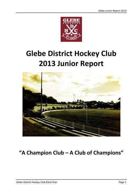 GDHC Junior Report 2013 - Glebe District Hockey Club