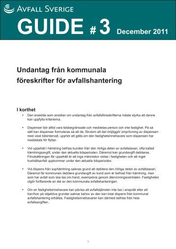 Undantag frÃ¥n kommunala fÃ¶reskrifter - Avfall Sverige