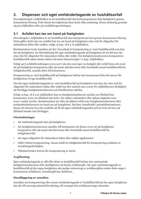 Undantag frÃ¥n kommunala fÃ¶reskrifter - Avfall Sverige