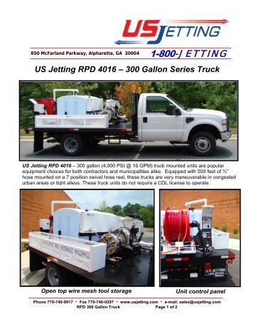 4016-300 RPD Open Truck - US Jetting