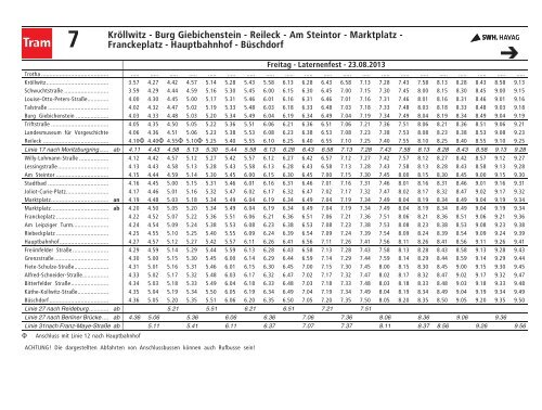 Fahrplan Linie 7