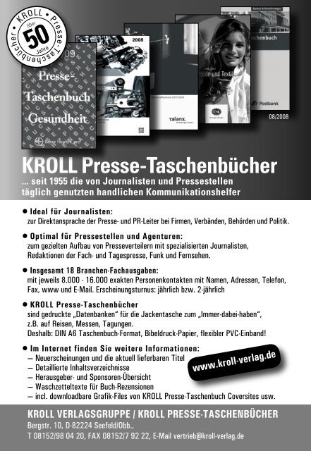 KROLL Presse-Taschenbücher - Pressguide.de