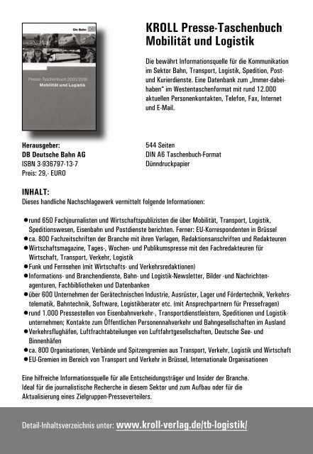 KROLL Presse-Taschenbücher - Pressguide.de