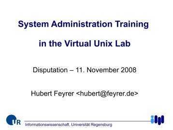 Disputation - Dr. Hubert Feyrer