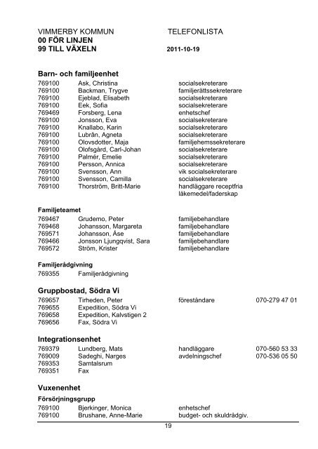 Telefonlista Vimmerby kommun 2011-10-19 ...