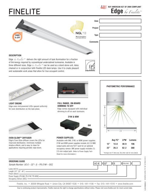 Download Edge Tech Sheet - Finelite