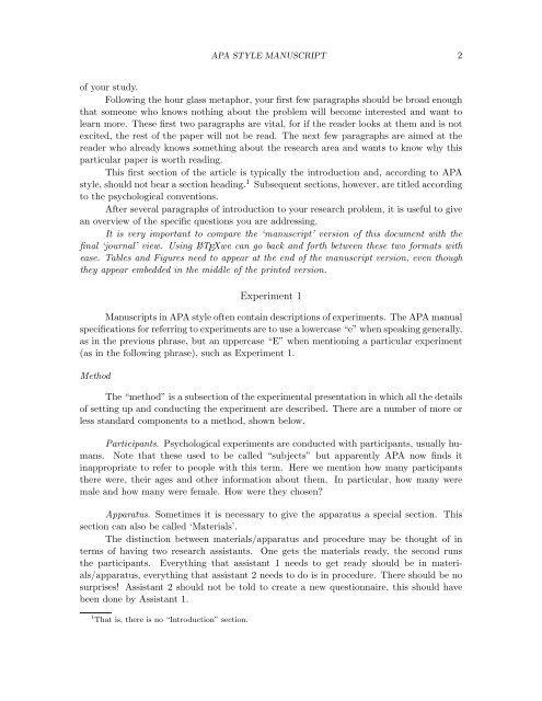 Example of an APA-style manuscript for Research Methods in ...