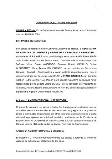 Convenio Colectivo de Trabajo ALEARA-BINGO PANAMERICANO ...