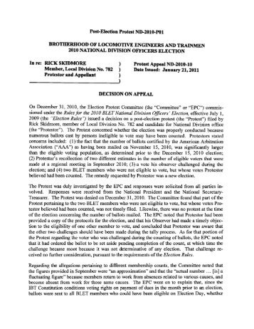 Advisory Board Decision ND-2010-10, Issued January 21, 2011