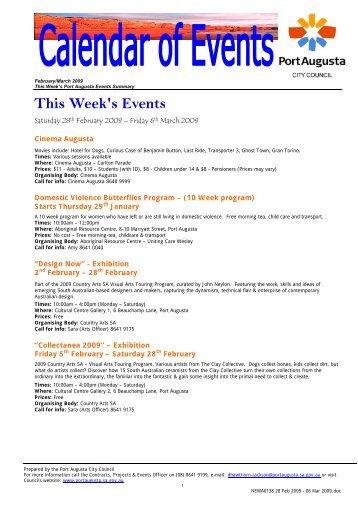 Coming Events - Port Augusta - sa.gov.au