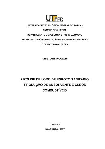 PIRÓLISE DE LODO DE ESGOTO SANITÁRIO ... - PPGEM - UTFPR