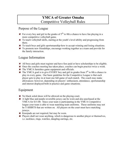 2012 Competitive Volleyball Rules - Youth Sports YMCA