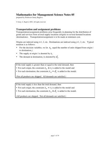 Mathematics for Management Science Notes 05