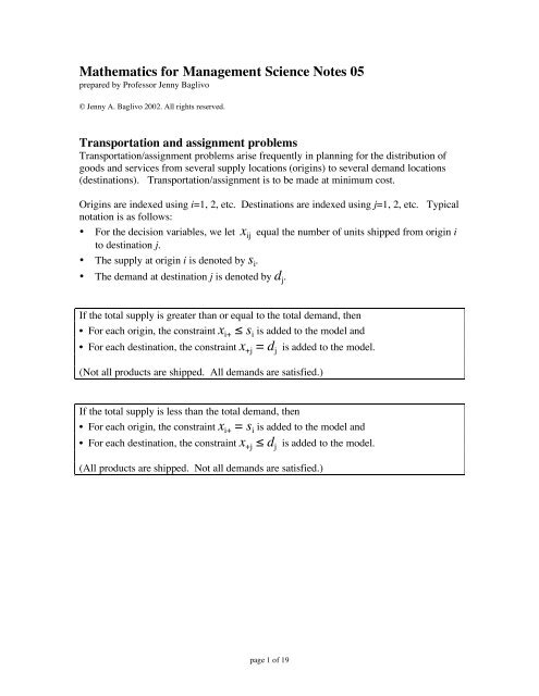 Mathematics for Management Science Notes 05