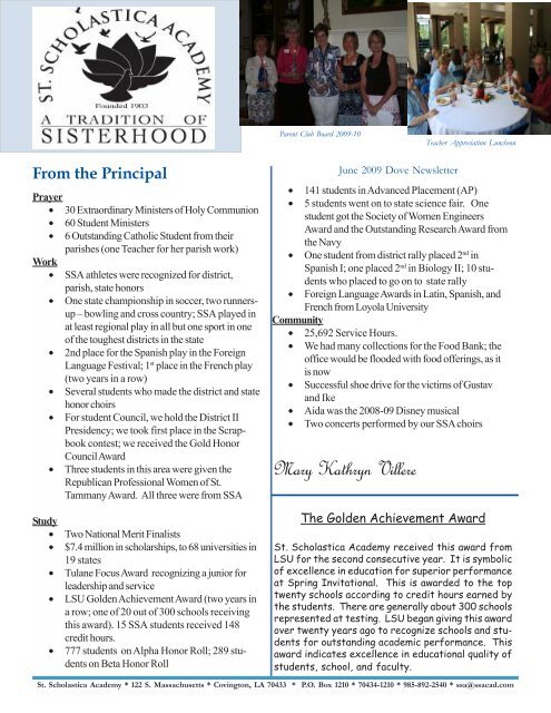 newsletter March 04 revised 3-2-04 - St. Scholastica Academy