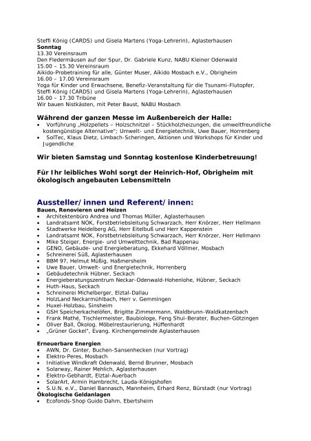 KlimaMesse Aglasterhausen - Solarverein für erneuerbare Energien ...