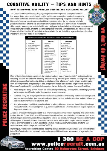 tips and hints - Queensland Police Recruiting