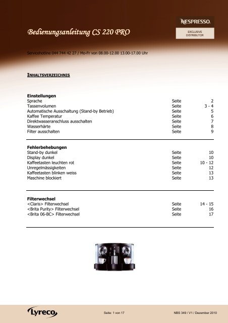 NBS 349 V1 Bedienungsanleitung CS 220 - lyreco