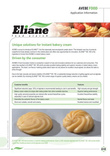 Unique solutions for instant bakery cream Driven by the ... - Plusto.com