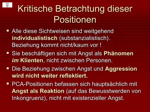 Personzentrierte Perspektiven zur Angst - Peter F. Schmid