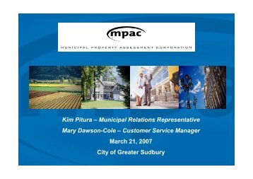 Municipal Property Assessment Corporation - City of Greater Sudbury