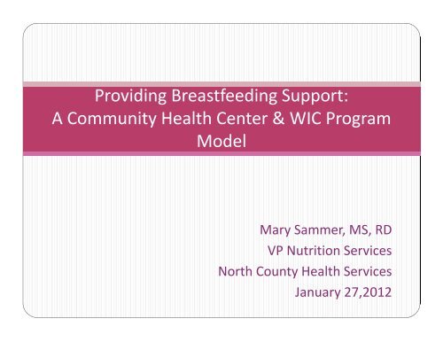 Mary Sammer - California Breastfeeding Coalition