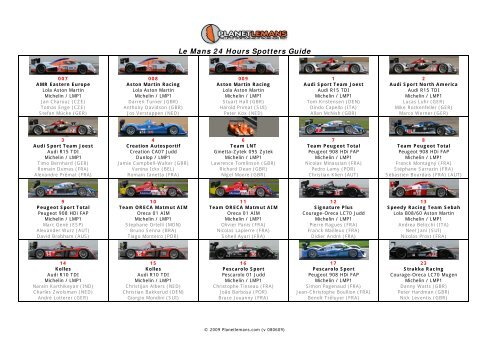 Le Mans 24 Hours Spotters Guide Planetlemans Com