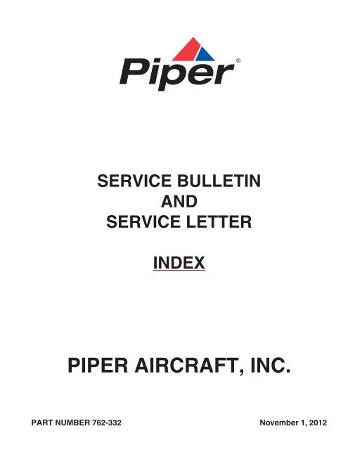 SERVICE BULLETIN INDEX - Piper Aircraft, Inc.  Wiring Diagram For Radio 760835    Yumpu
