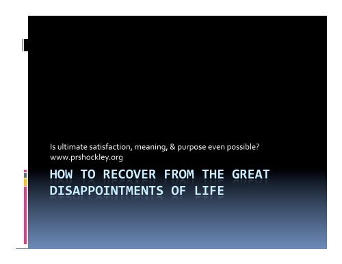 How to Recover from Life's Disappointments