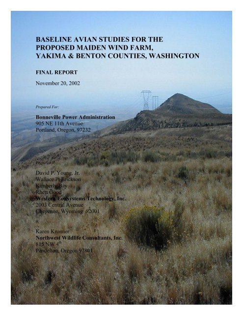 baseline avian studies for the proposed maiden wind ... - WEST, Inc.