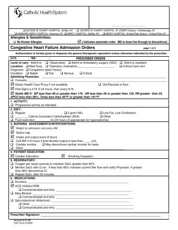 Congestive Heart Failure Admission Orders