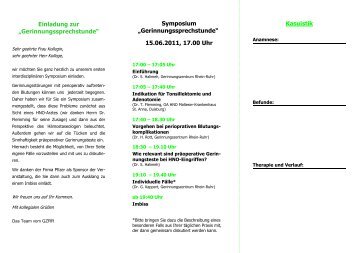 1. Symposium - Gerinnungszentrum Rhein-Ruhr